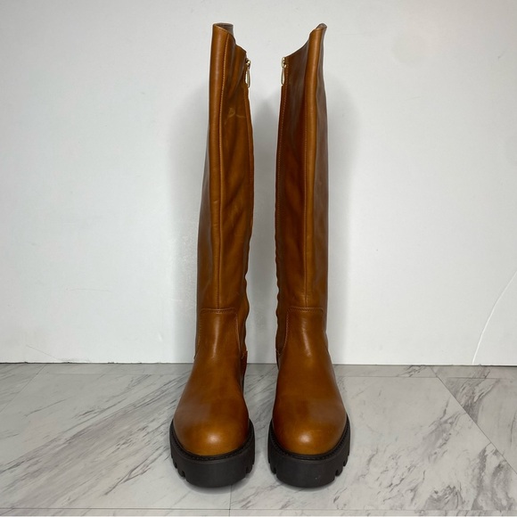 Franco Sarto Balin Chunky Sole Brown Leather Tall Boot 6M - Picture 2 of 16